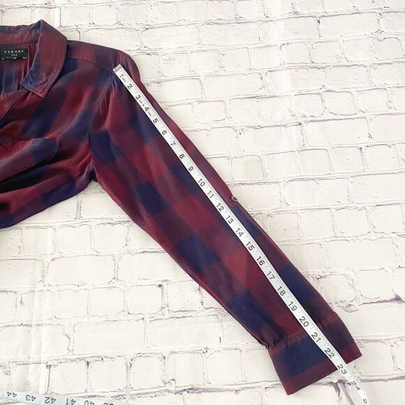 TINSEL Burgundy Purple V Neck Button Front Roll Tab Sleeve Shirt Dress M - Picture 7 of 9